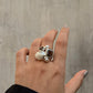925 Sterling Silver Fresh Water Pearls & Smokey Quartz Cluster Statement Ring