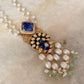 925 Sterling Silver Gold Plated Peacock - Antique Moissanite Polki Meenakari , Fresh water Pearls , Strawberry quartz , Lapis carved Necklace