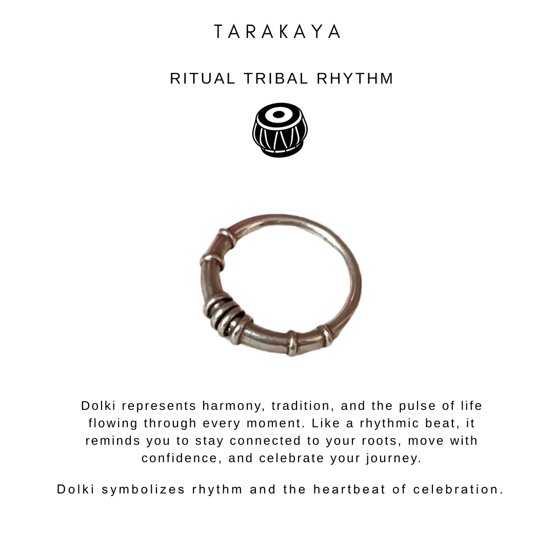 925 Sterling Silver Dolki Boho Tribal Stack Ring