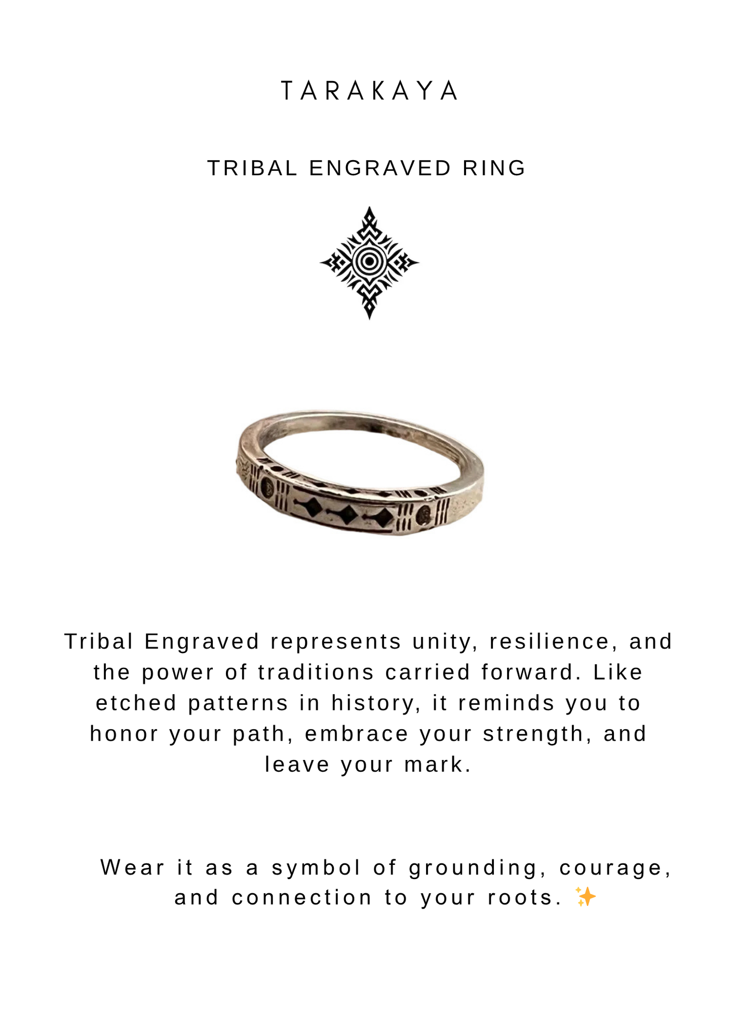 925 Sterling Silver Tribal Engraved Side Boho Stack 1 Ring