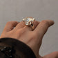 925 Sterling Silver Clear Quartz Solitaire Round Chunky Statement Ring