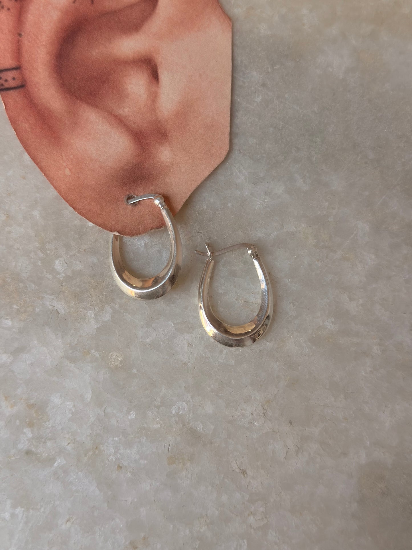 925 Sterling Silver Chunky Italian U Hoops Earrings