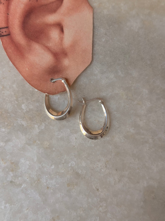 925 Sterling Silver Chunky Italian U Hoops Earrings