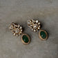 925 Sterling Silver Gold Plated Antique Moissanite Polki ,Green Onyx Oval Drop Earrings