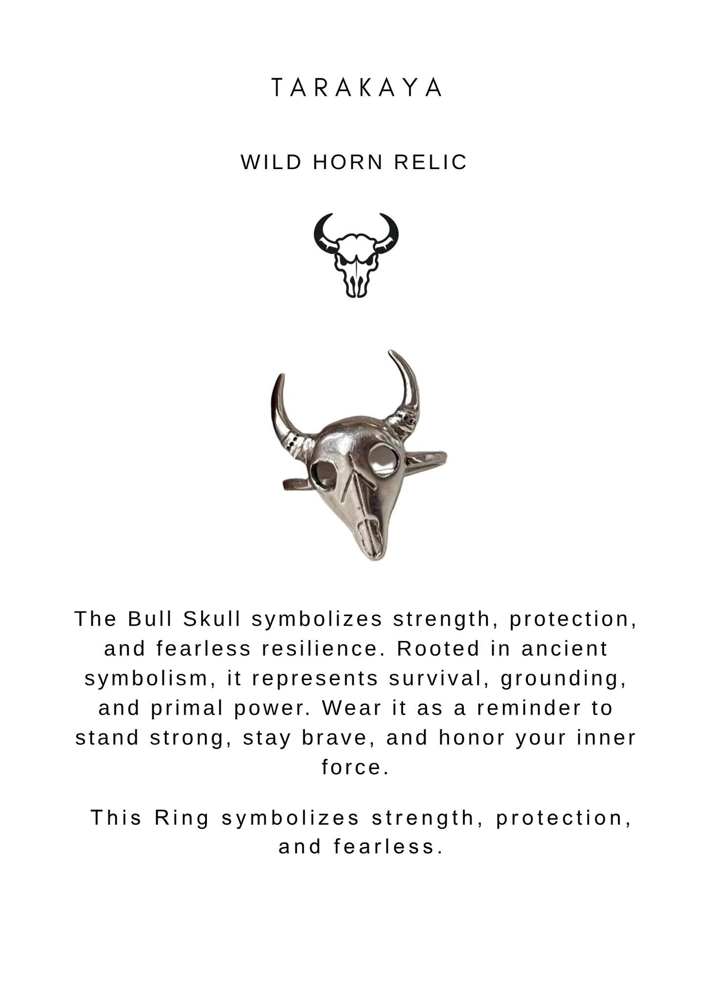 925 Sterling Silver Boho Bull Skull Ring