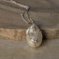 925 Sterling Silver One Of a Kind Baroque Pearl -White Topaz North Star Charm - Cable Dot Chain Handcrafted Necklace
