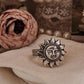 Elegant Surya Dev sun god adjustable silver ring