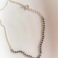 Sterling Silver Anklet with Black Beads and Half Chain