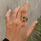 925 Sterling Silver Treated Citrine Marquise Vintage Crown Ring