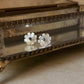925 Sterling Silver Mother of Pearl Flower Carved - Black Spinel Round Studs- 2 in 1