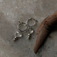 925 Sterling Silver Clear Quartz Heart, Balls Italian Hoops