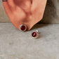 925 sterling silver Carnelian Cab Stone Round Stud Earrings