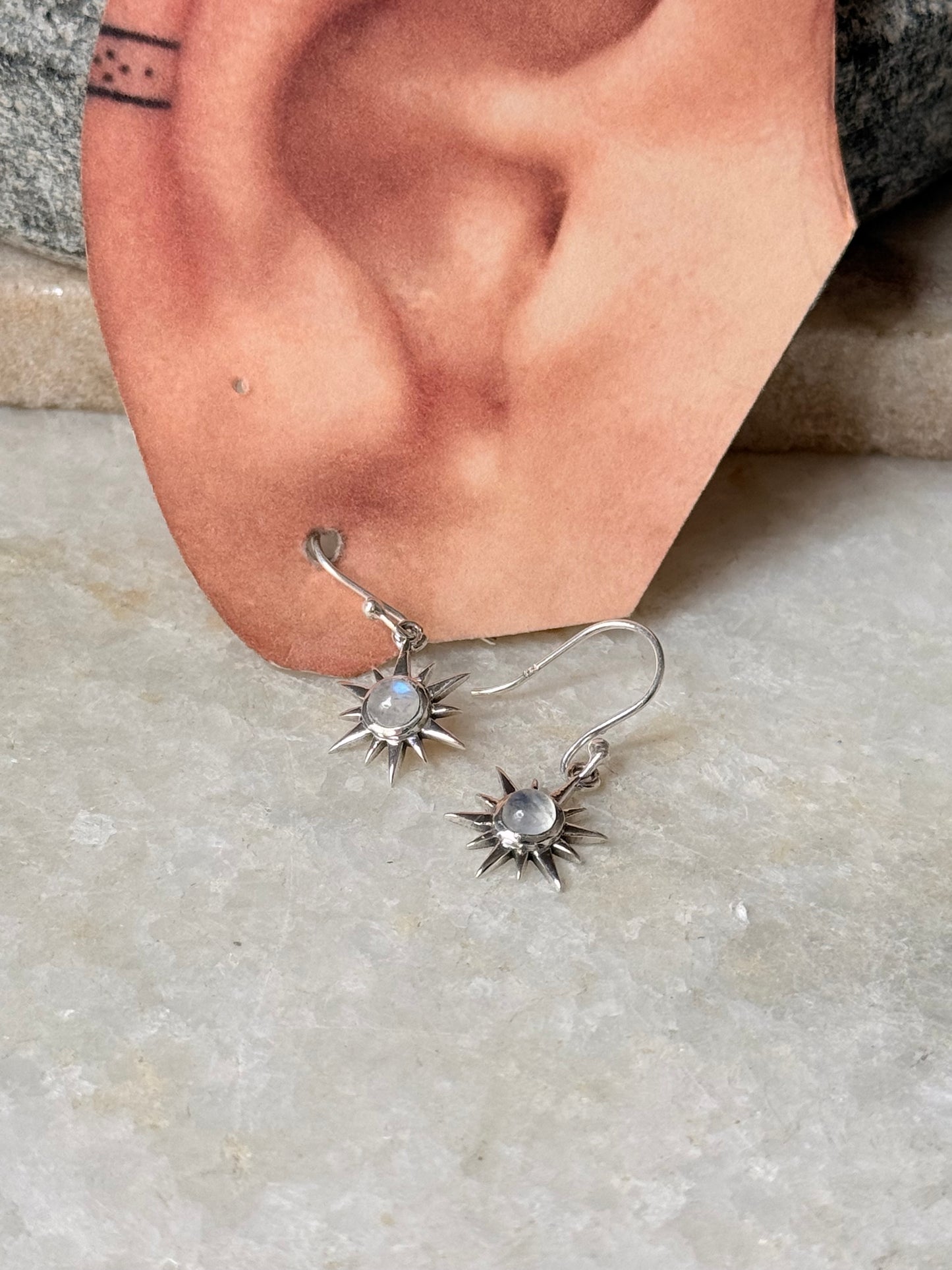 925 Sterling Silver Moonstone Sunshine Earrings