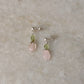 925 Sterling Silver Rose Quartz Tumble Flower & Peridot Studs Earrings