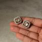 925 Sterling Silver Gold Plated Antique Moissanite Polki Square Stud Earrings