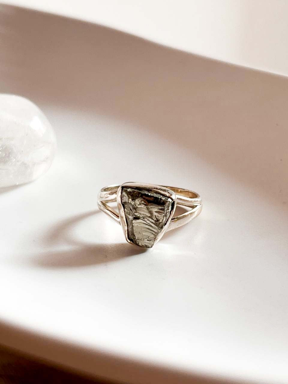 Rustic Pyrite Raw Silver Ring