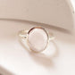 Delicate rose quartz oval silver ring for everyday wear