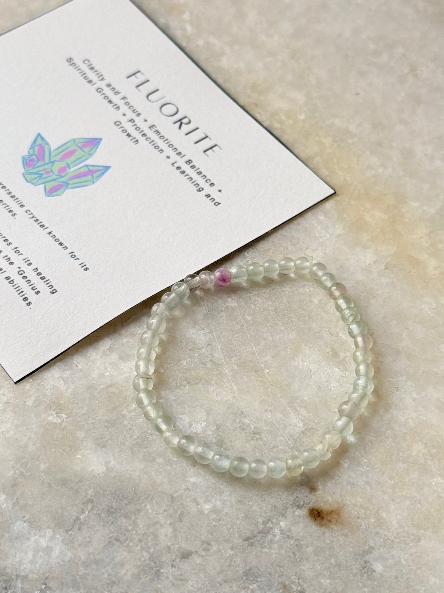 Natural Crystal Fluorite Bracelet 4MM
