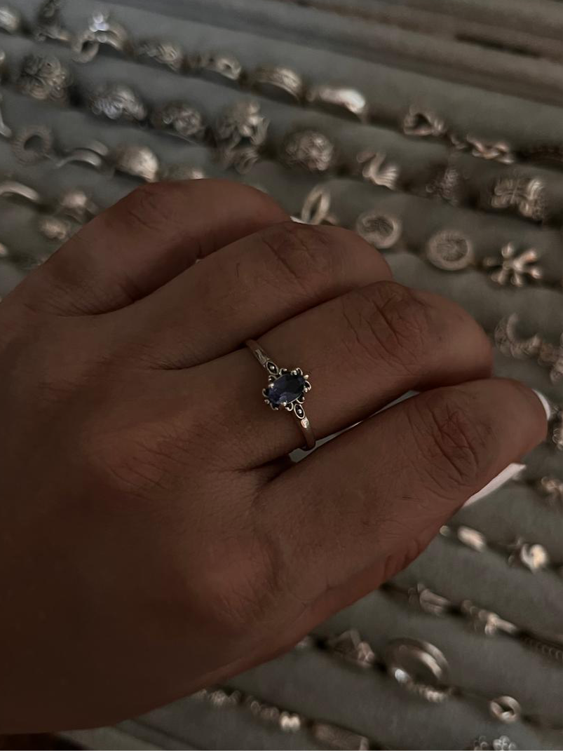Iolite Victorian Style 925 Sterling Silver Ring