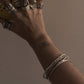 925 Sterling Silver Bohemian Square Beads Hill Tribe With Floral Hand Engraved Beaded In Silver Wire Handcrafted Stack Bracelet