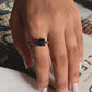 Sophisticated Black Onyx Square Cut Silver Ring