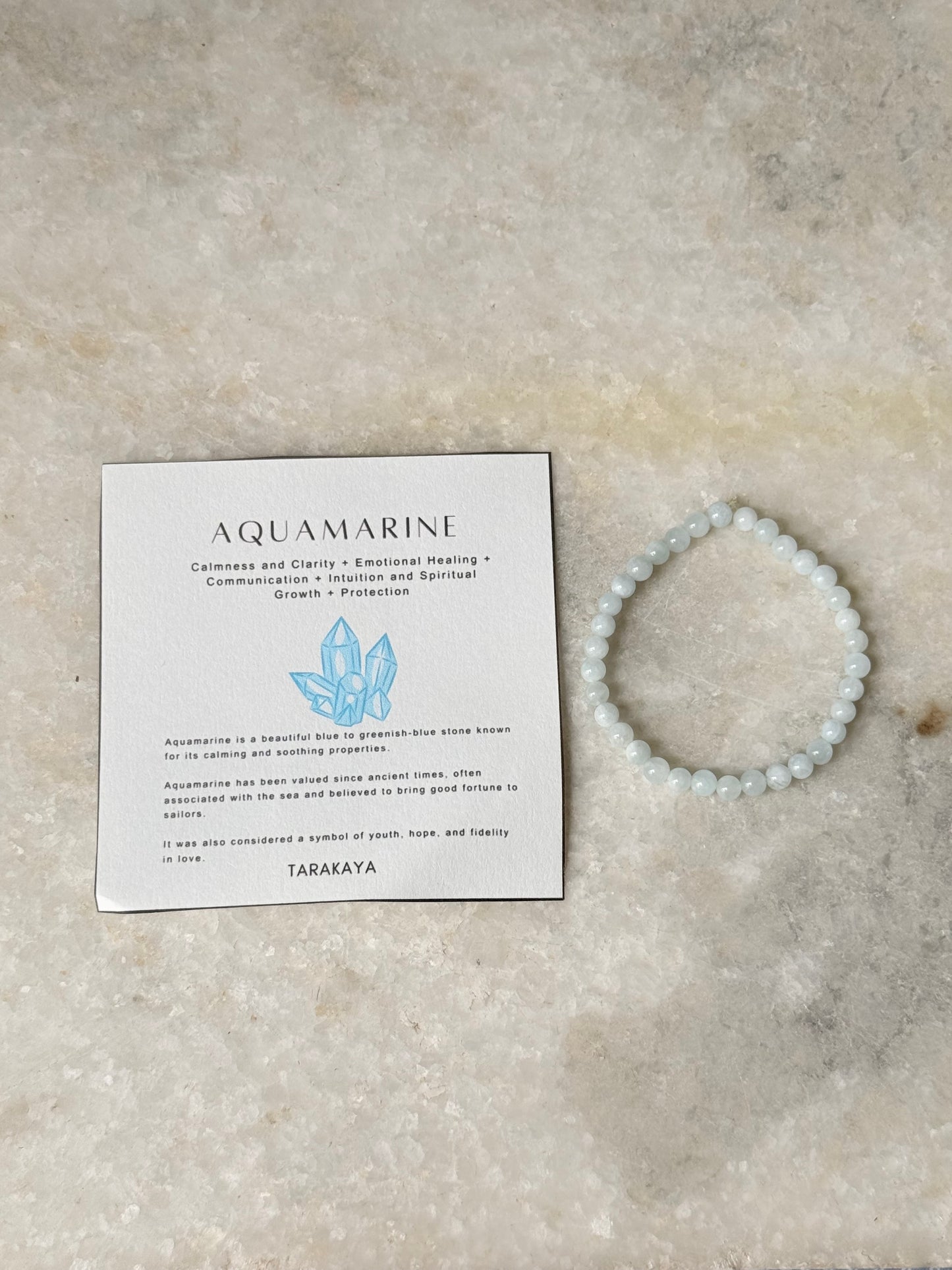 Natural Crystal Aquamarine 4mm Bracelet