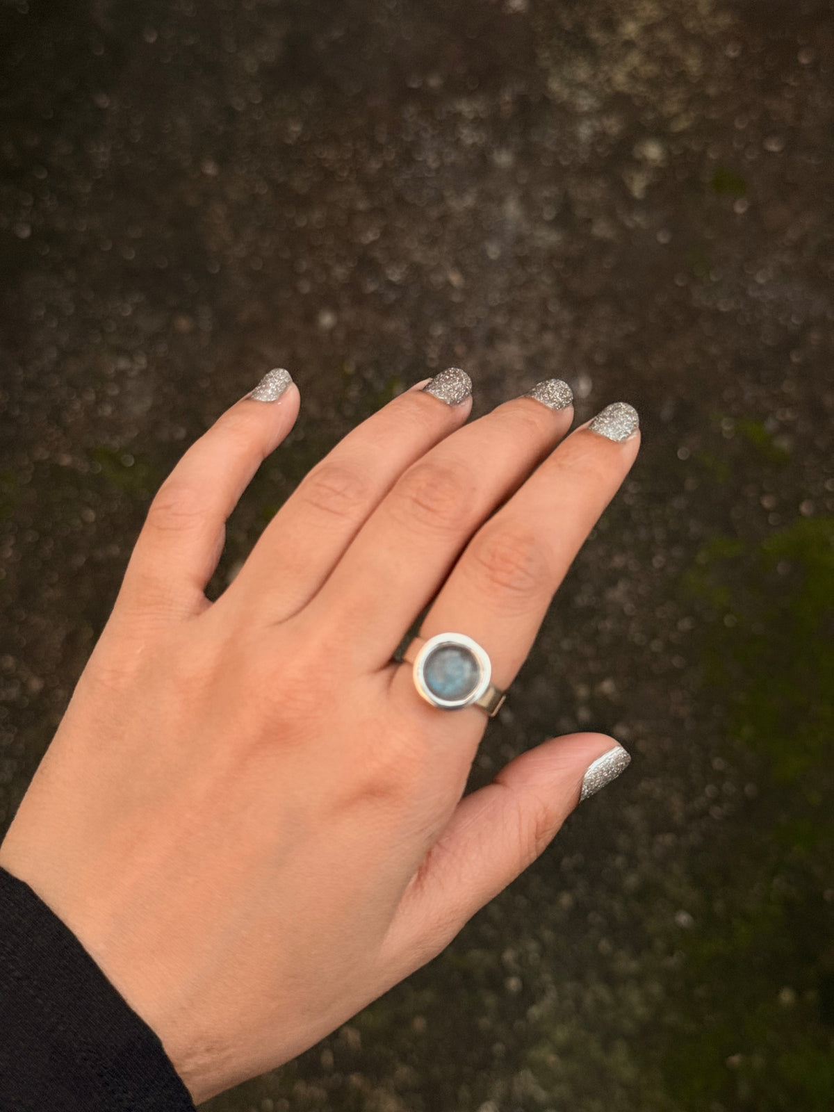 925 Sterling Silver Labradorite Round Boho Ring