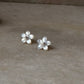 925 Sterling Silver Mother of Pearl Flower Carved Studs