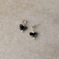 925 Sterling Silver Black Jasper Pearl Butterfly Crystal Studs Earring