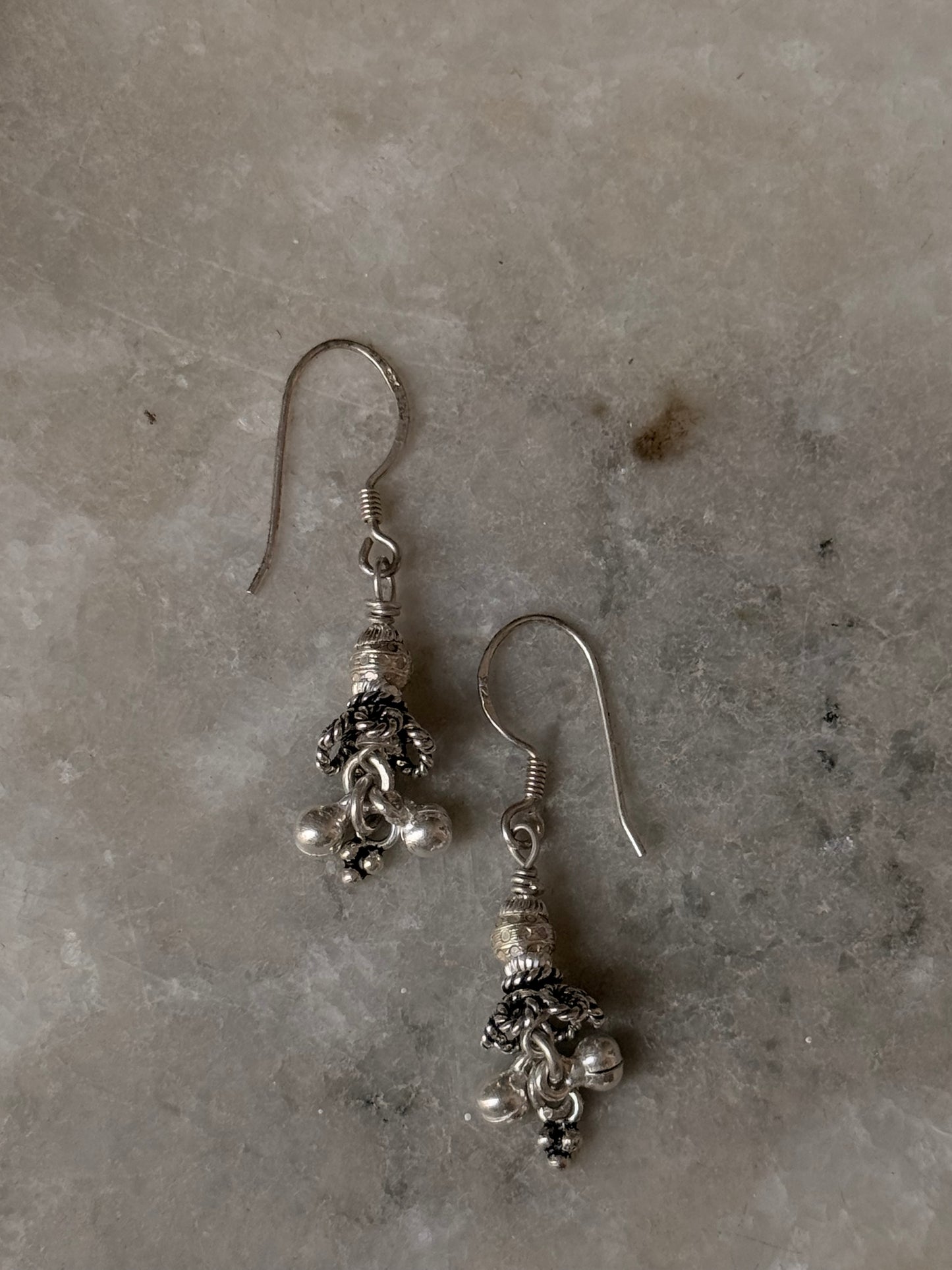 925 Sterling Silver Handcrafted Ghungroo , Rawa Charms ~Jhumki Handcrafted Hook Earrings