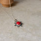 925 Sterling Silver Red Coral Boho Handcrafted Antique Pendant