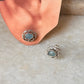 925 Sterling Silver Aqua Chalcedony Oval Flower Studs Earrings
