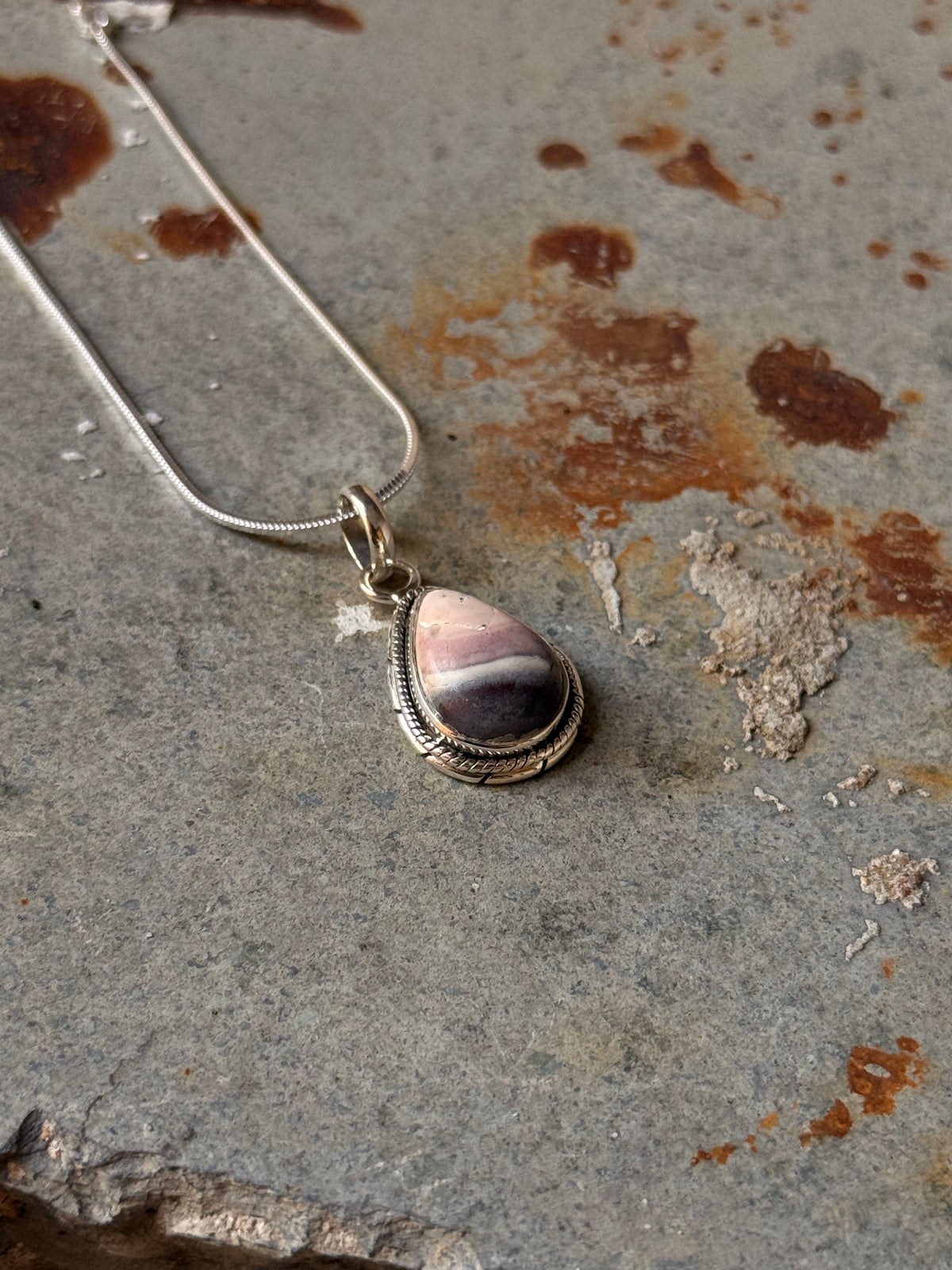 925 Sterling Silver Jasper Pear Pendant