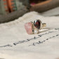 925 Sterling Silver Garnet, Moonstone and Rose Quartz Cluster One of a Kind Ring