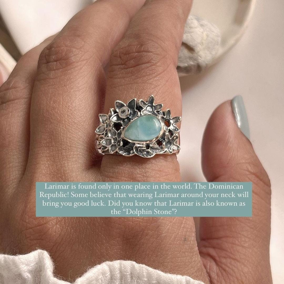 Bold Larimar Silver Ring with Forest-Like Aesthetic