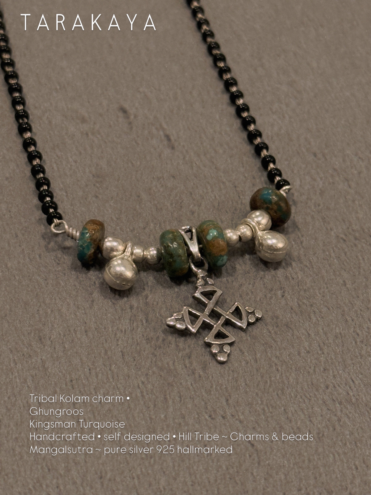 925 Sterling Silver Tribal Kolam Kingsman Turquoise Boho Mangalsutra