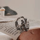 Elegant fairy in forest silver ring capturing a mystical woodland theme