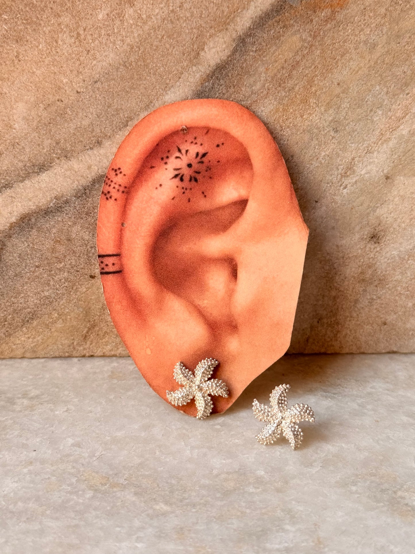 925 Sterling Silver Star Fish Statement Studs Earrings