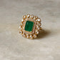 925 Sterling Silver Gold Plated Green onyx , Antique Moissanite Polki Adjustable Ring
