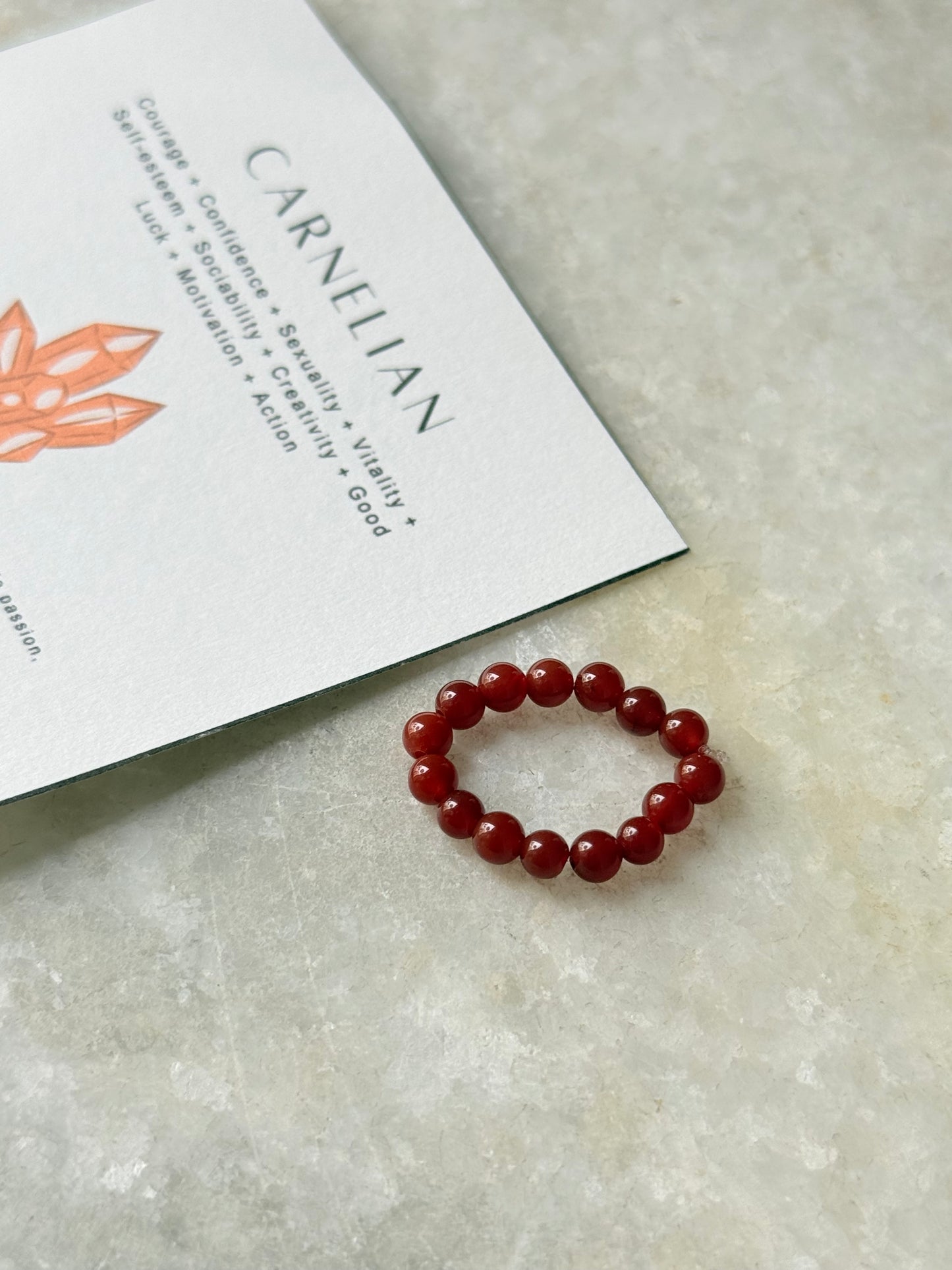 Natural Crystal Carnelian 4mm Stretchy Rings