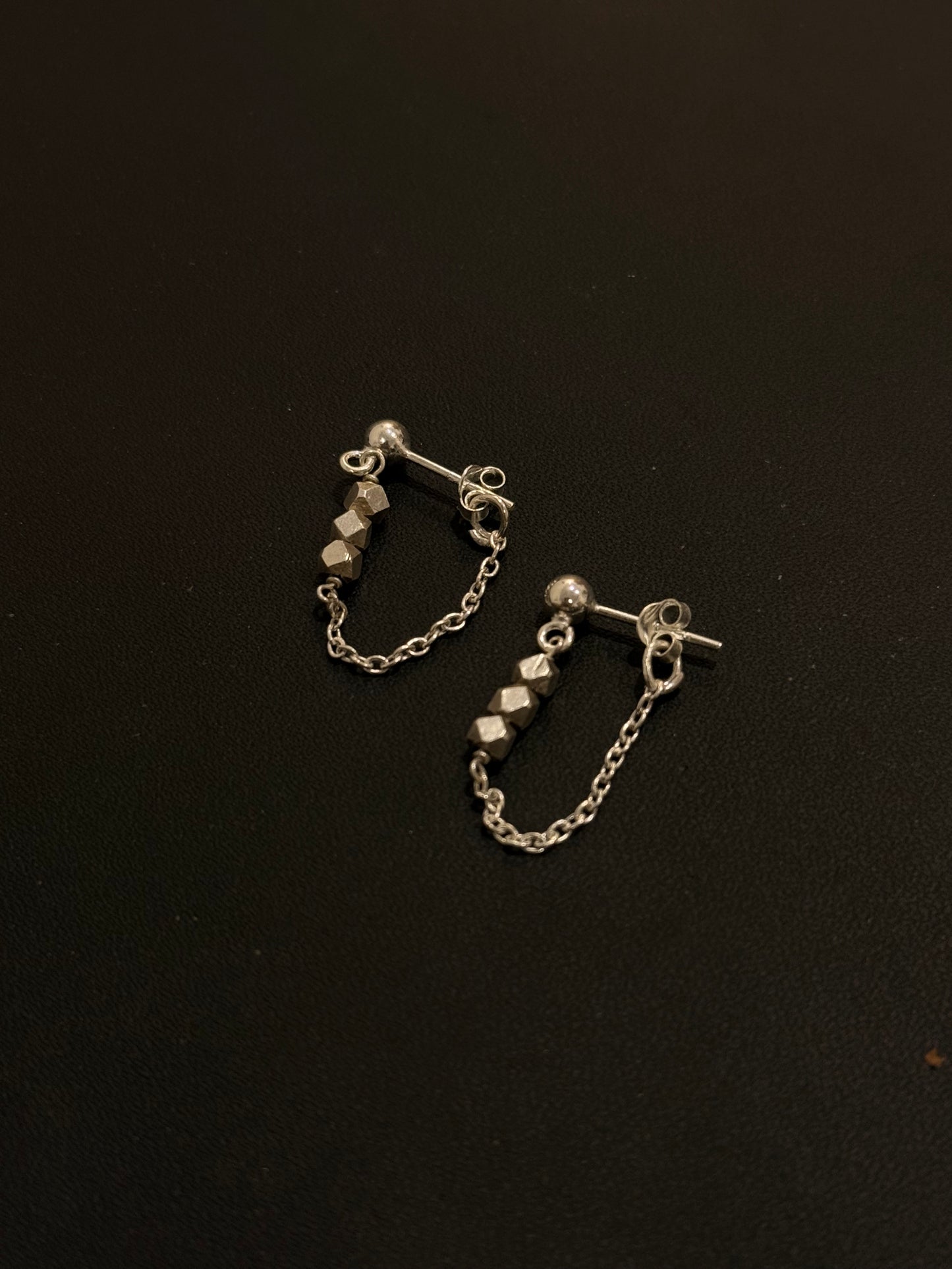 925 Sterling Silver Hill Tribe Raw Beads Chunky Chain Connector Studs