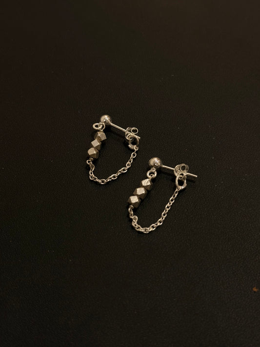 925 Sterling Silver Hill Tribe Raw Beads Chunky Chain Connector Studs