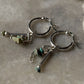 925 Sterling Silver Turquoise, Hill Tribe, Paper Clip Hoops Earrings