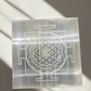 Selenite charging big square plate with Shree Yantra design  