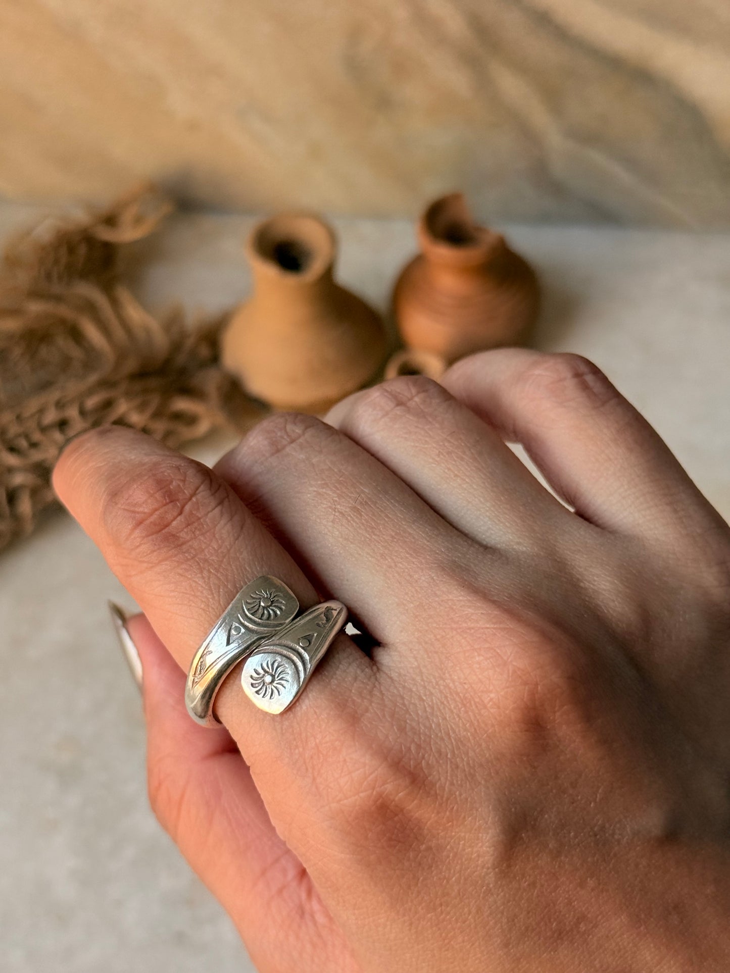925 Sterling Silver Bohemian Hill Tribe Handcrafted Adjustable Ring