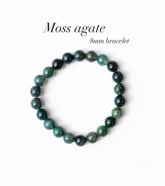 Moss Agate Natural Crystal Bracelet 8MM