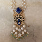 Bridal 925 Sterling Silver Gold Plated Peacock Antique Moissanite Polki Necklace