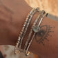 925 Sterling Silver Bohemian Square Beads Hill Tribe With Floral Hand Engraved Beaded In Silver Wire Handcrafted Stack Bracelet