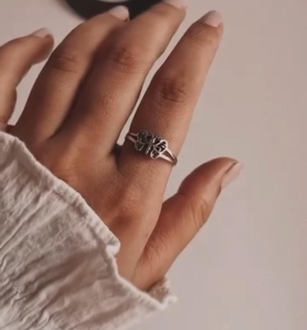 Delicate Titli butterfly ring in sterling silver