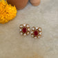 925 Sterling Silver Gold Plated Moissanite Polki Dyed Ruby Studs Earrings